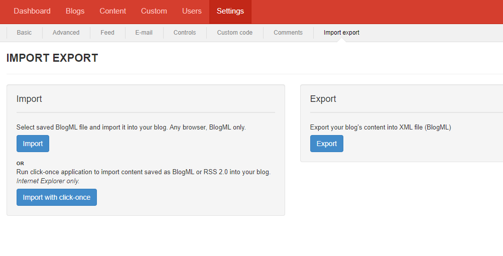 Export Screen in BlogEngine.NET