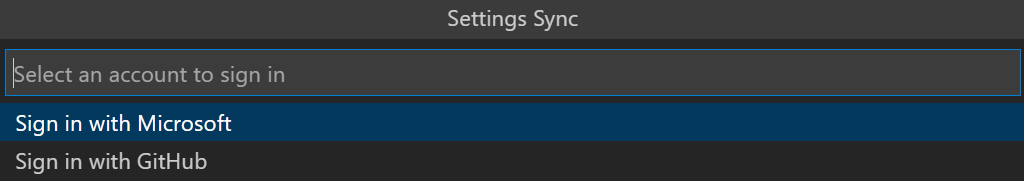 Settings Sync Options in VS Code