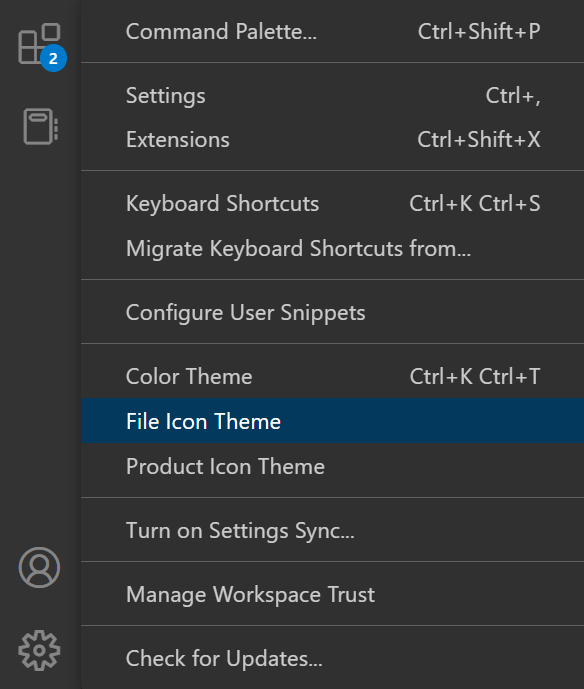 Opening File Icon Menu from Manage Menu