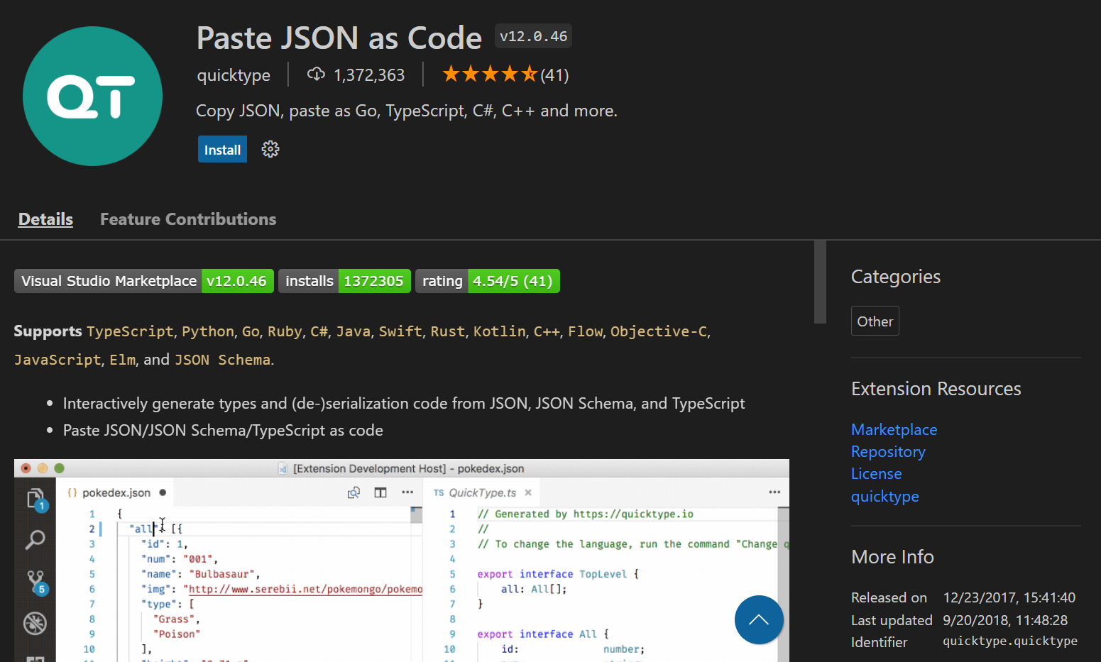 Paste JSON as Code in VS Code Extension