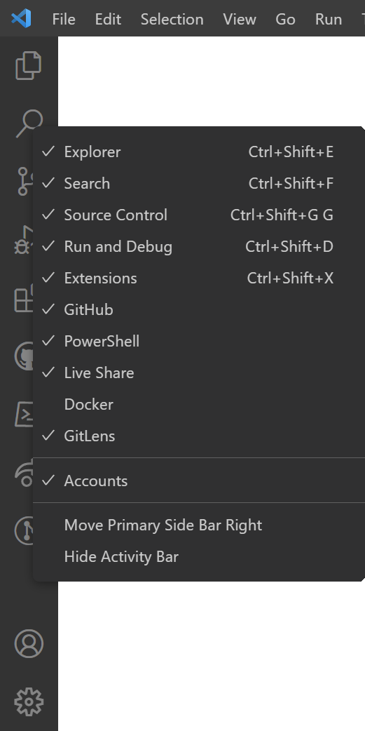 VS Code Sidebar Context Menu