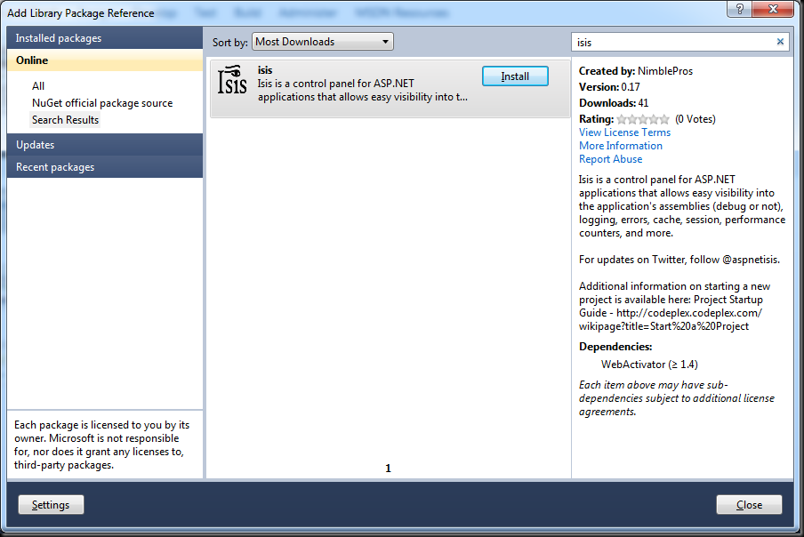 NugetInstallIsis